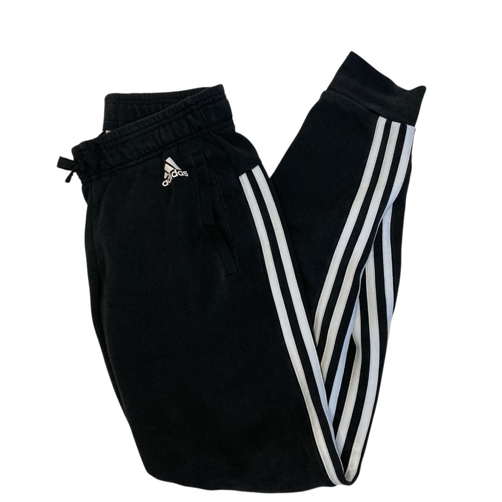 Adidas Women’s Black 3-Stripe Jogger Sweatpants XS Fleece Athletic
